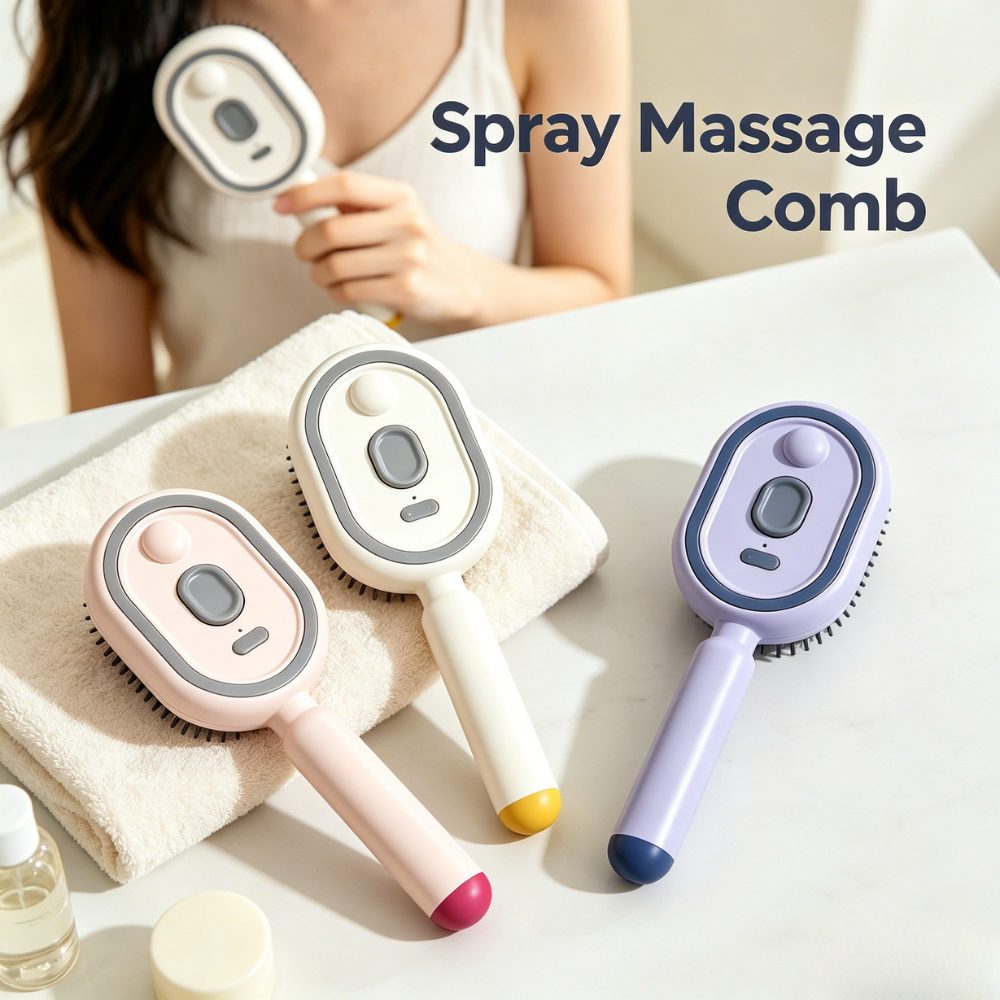 Hair Care For Curly Dry Hair - Lightweight Handheld Spray Massage Comb Cordless