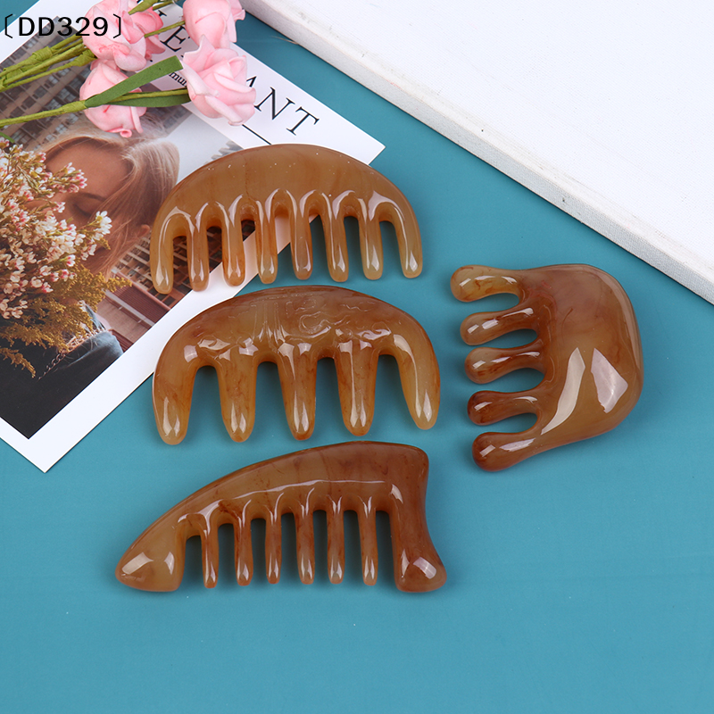 Hair Care Natural - 1×Natural Ox Horn Pocket Comb Wide