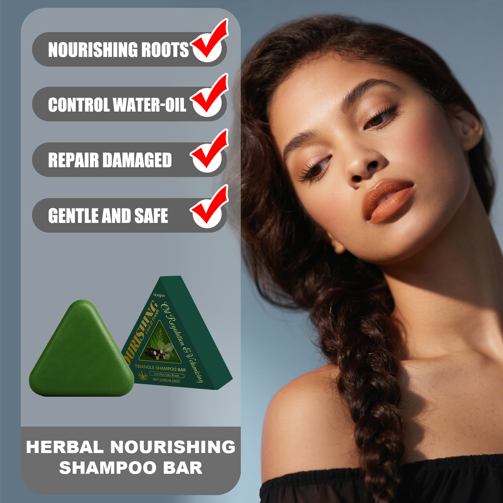 Hair Care Herbal - HOEGOA Triangle Herbal Nourishing Shampoo Bar