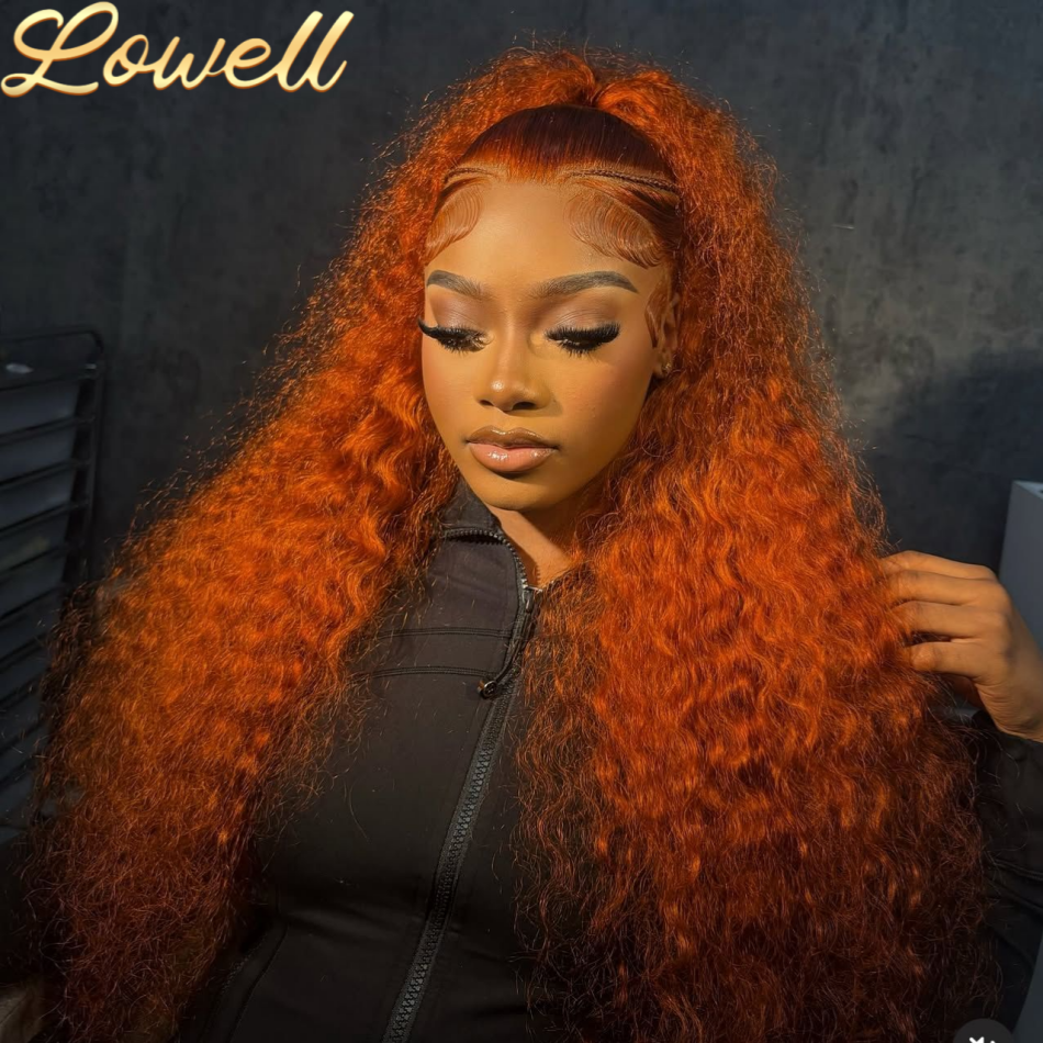 Lace Front Wig - 30Inch Orange Ginger Water Wave Lace