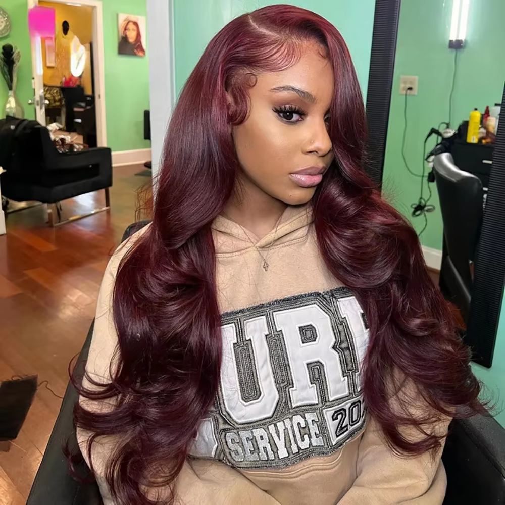 99J Dark Burgundy Colored Body - Lace Front Wig ulasan dan harga