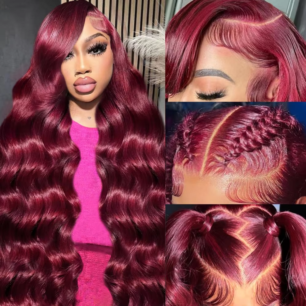 99J Dark Burgundy Colored Body - Lace Front Wig ulasan dan harga