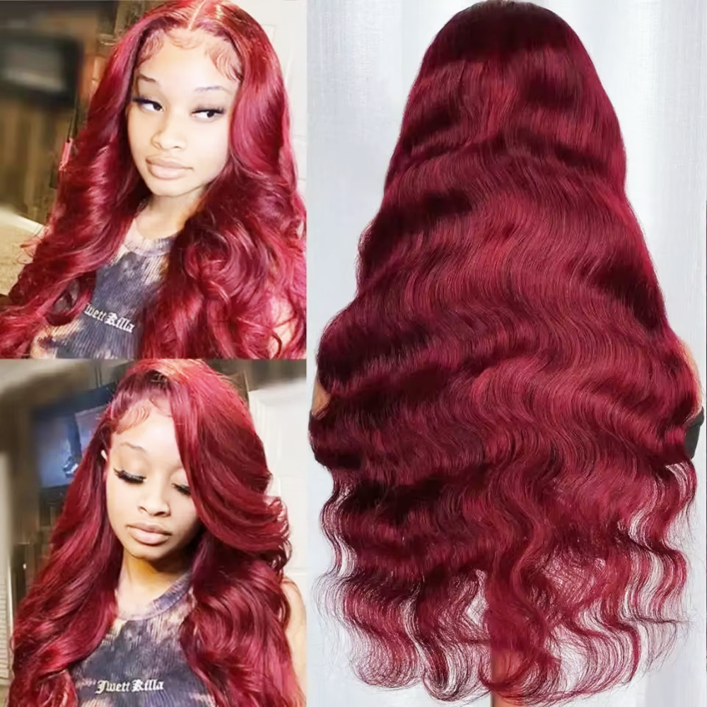 99J Dark Burgundy Colored Body - Lace Front Wig ulasan dan harga