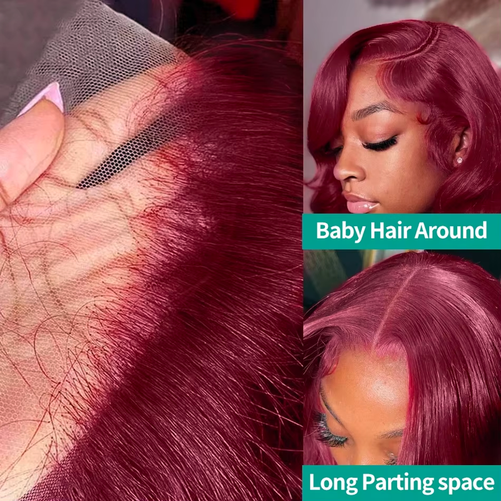 99J Dark Burgundy Colored Body - Lace Front Wig ulasan dan harga