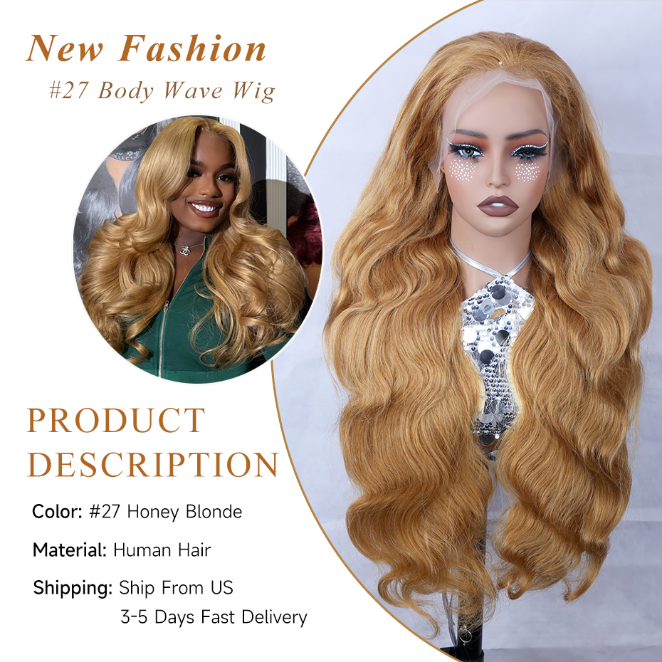 38 40 inch #27 Honey Blonde Co - Lace Front Wig ulasan dan harga