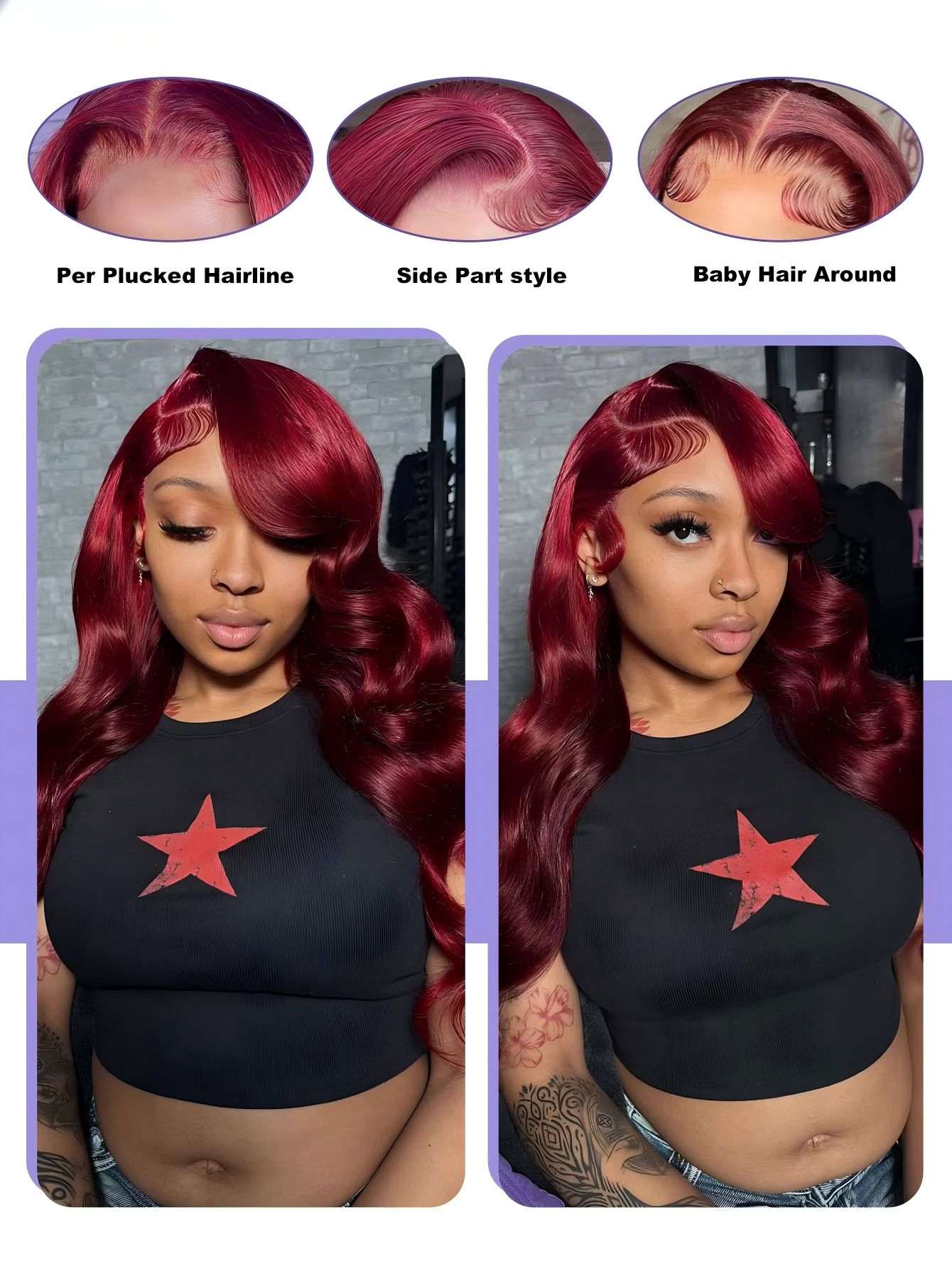 99j Burgundy Lace Front Human  - Lace Front Wig ulasan dan harga