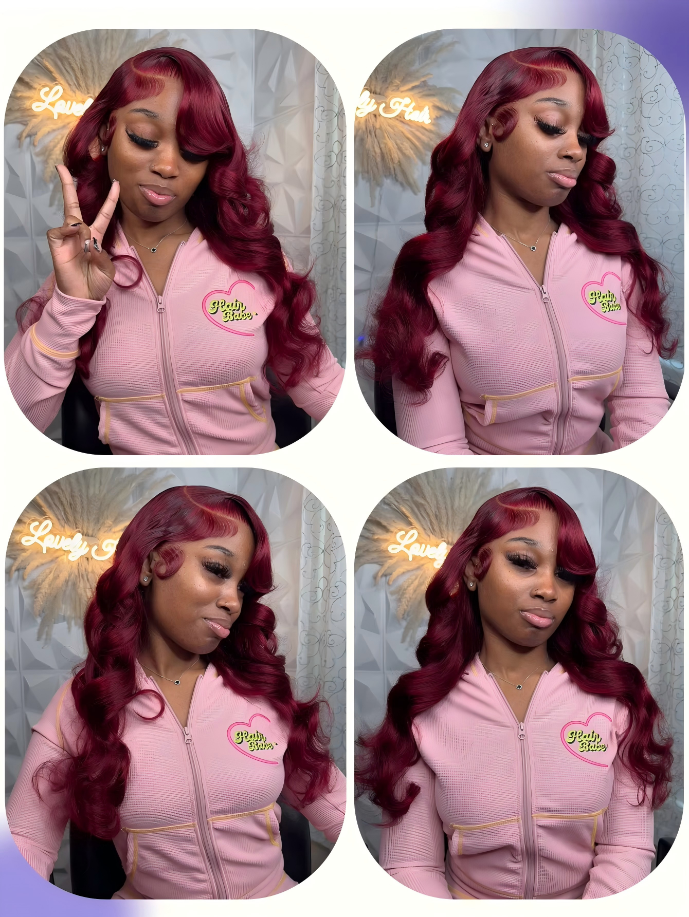 99j Burgundy Lace Front Human  - Lace Front Wig ulasan dan harga