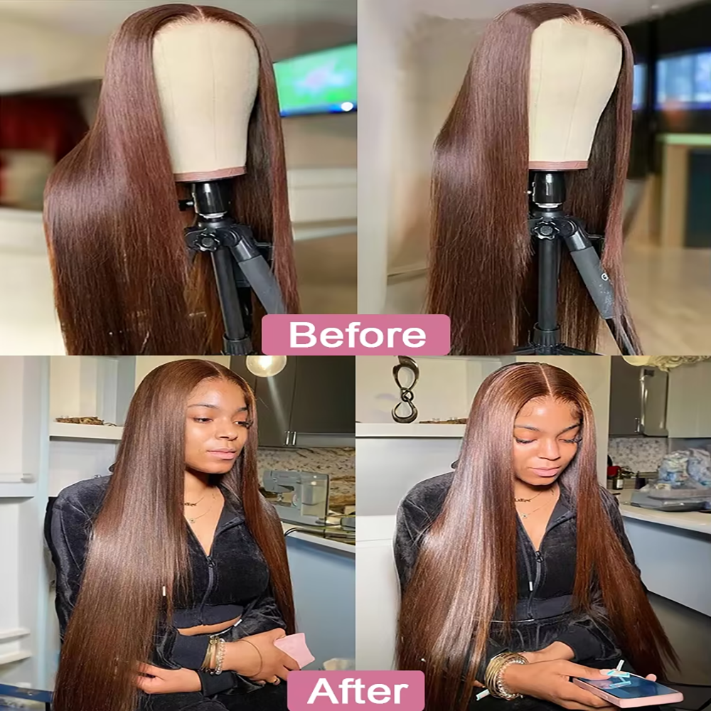 Chocolate Brown 13X6 Straight  - Lace Front Wig ulasan dan harga