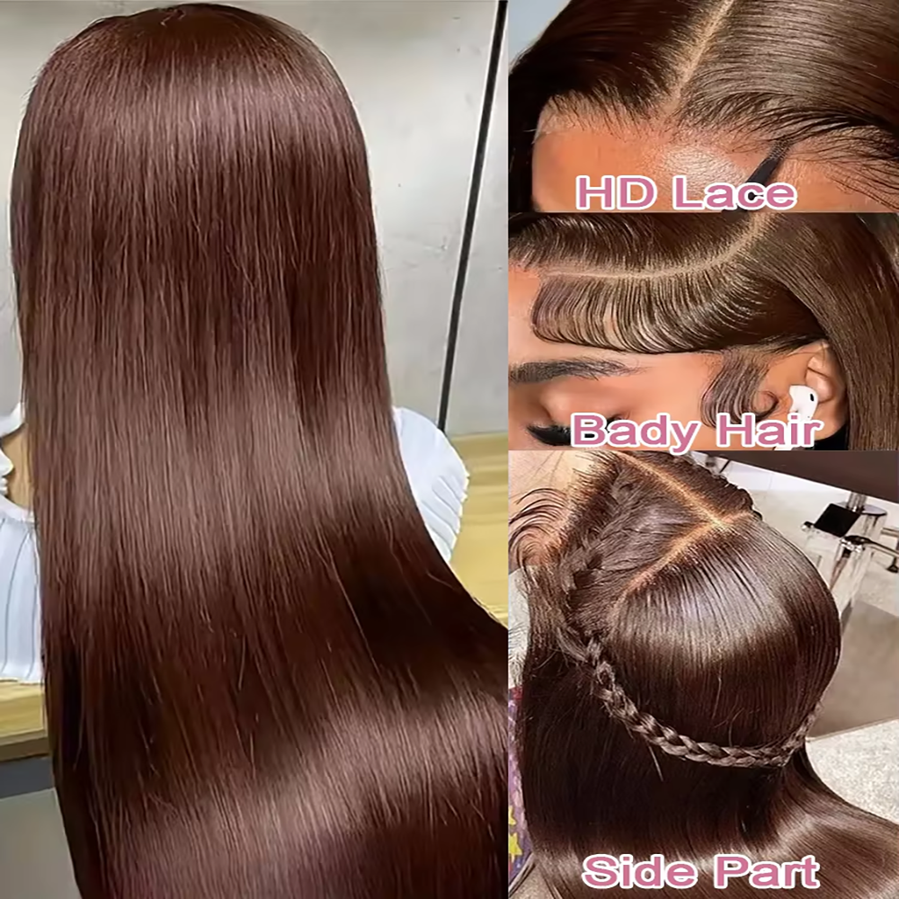 Chocolate Brown 13X6 Straight  - Lace Front Wig ulasan dan harga