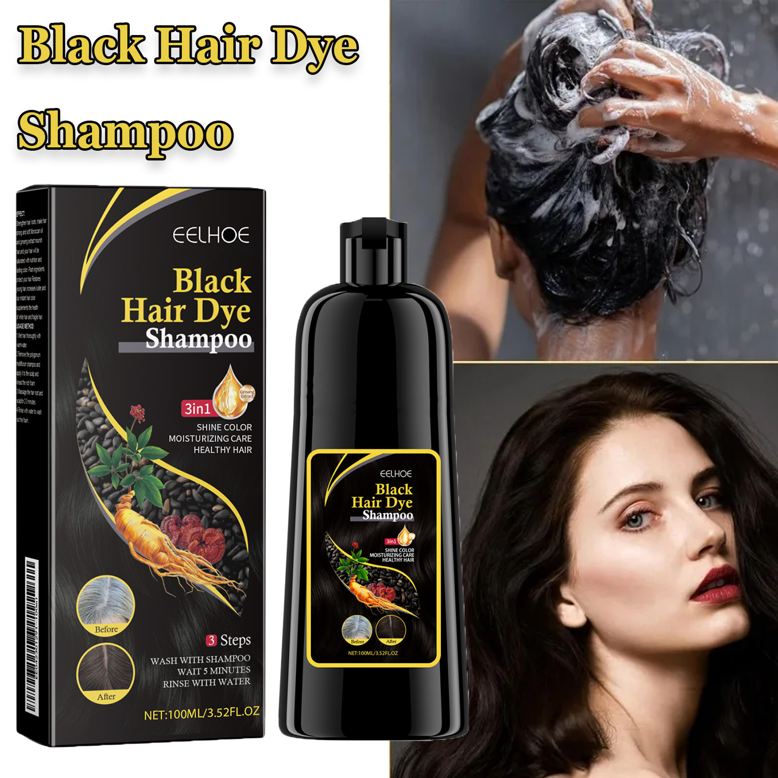 Black Hair Colouring Shampoo 3 - Hair Care Herbal ulasan dan harga