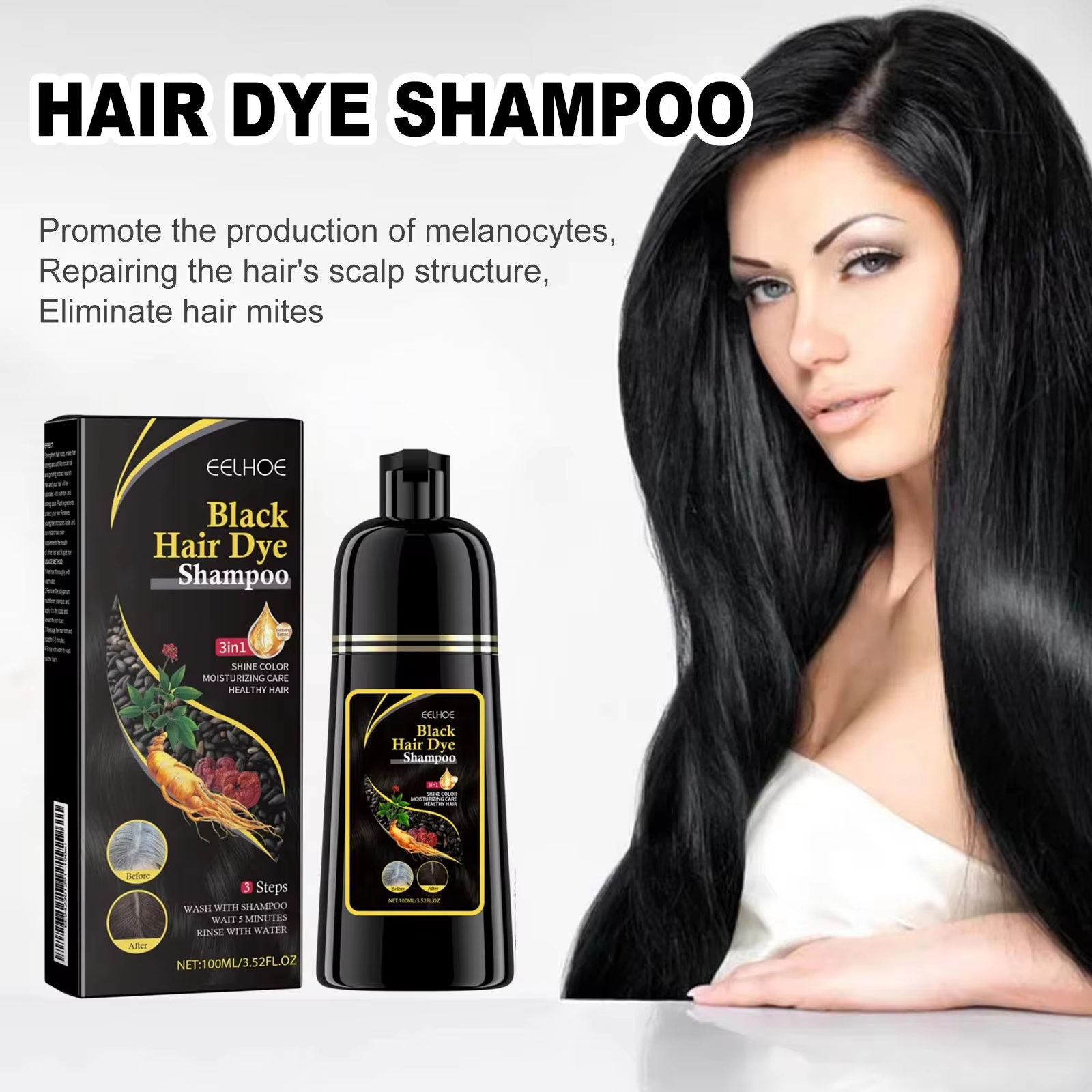 Black Hair Colouring Shampoo 3 - Hair Care Herbal ulasan dan harga