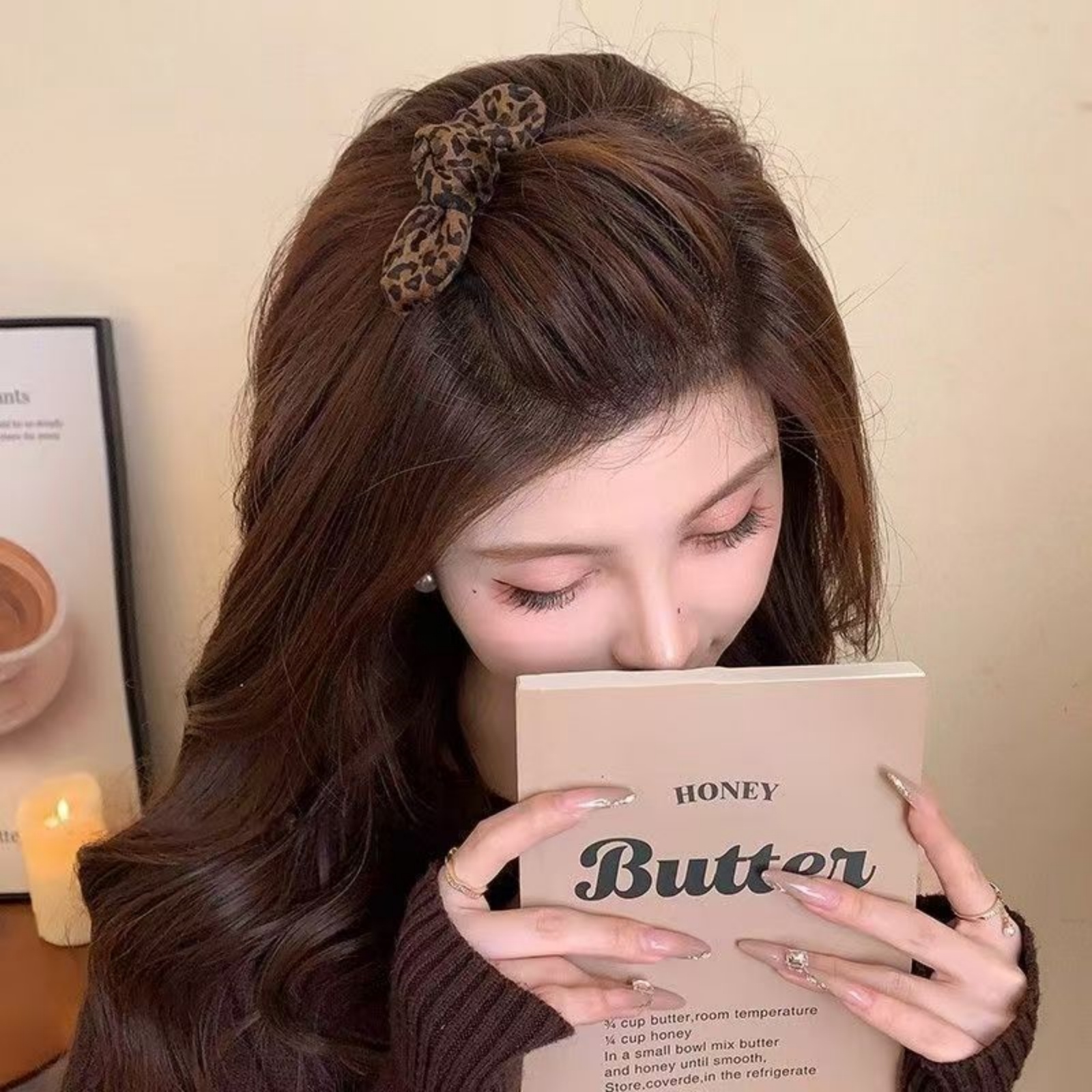 1PCLeopard Print Bow Hair Comb - Hair Care Ingredients ulasan dan harga