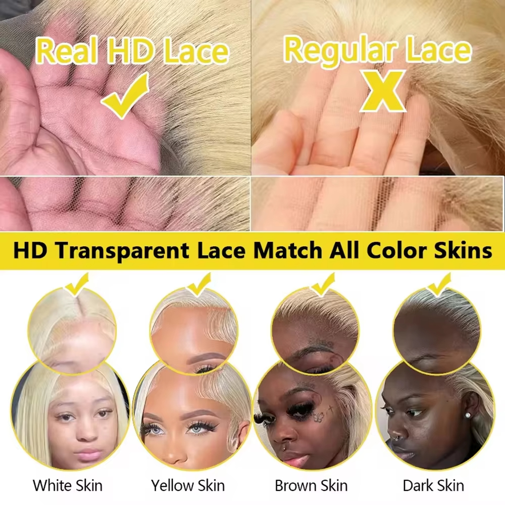 613 Blonde Human Hair Wig HD L - Lace Front Wig ulasan dan harga