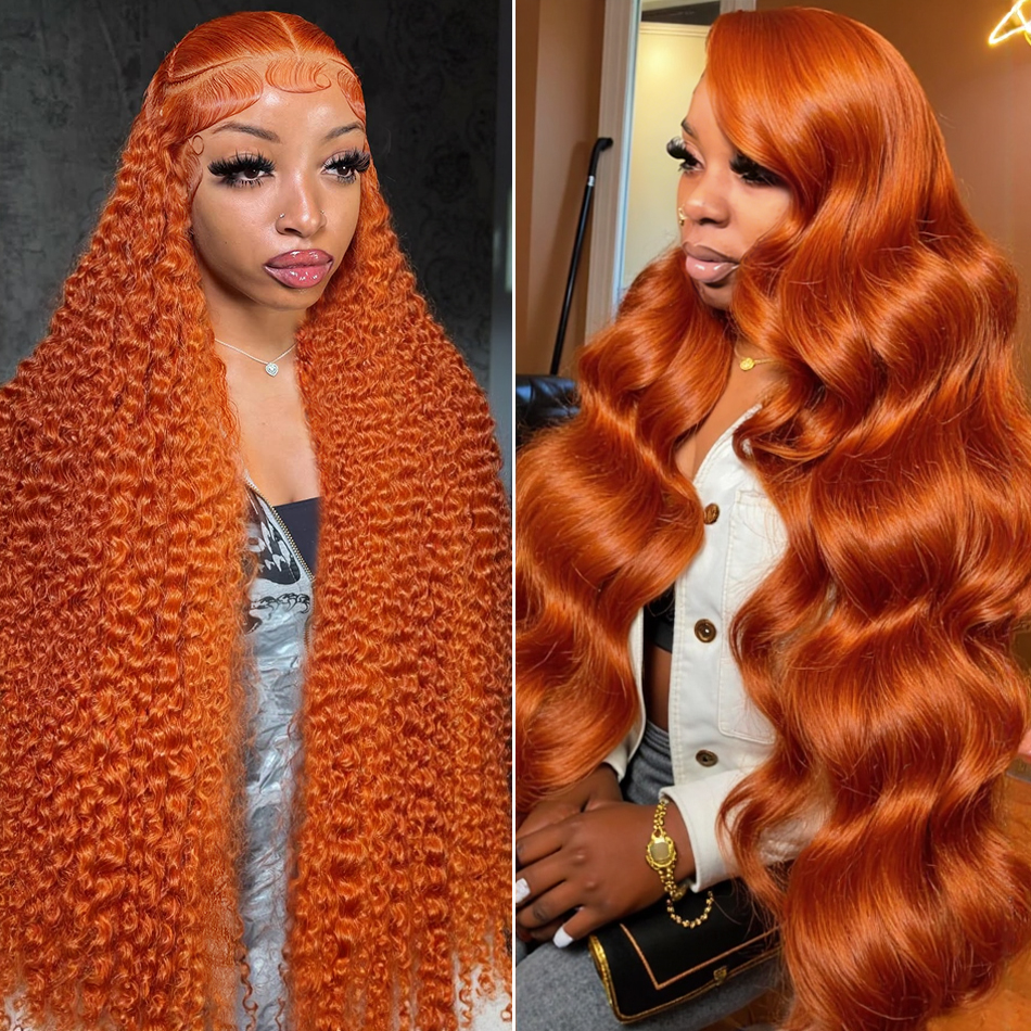 13x6 Ginger Orange Deep Wave L - Lace Front Wig ulasan dan harga