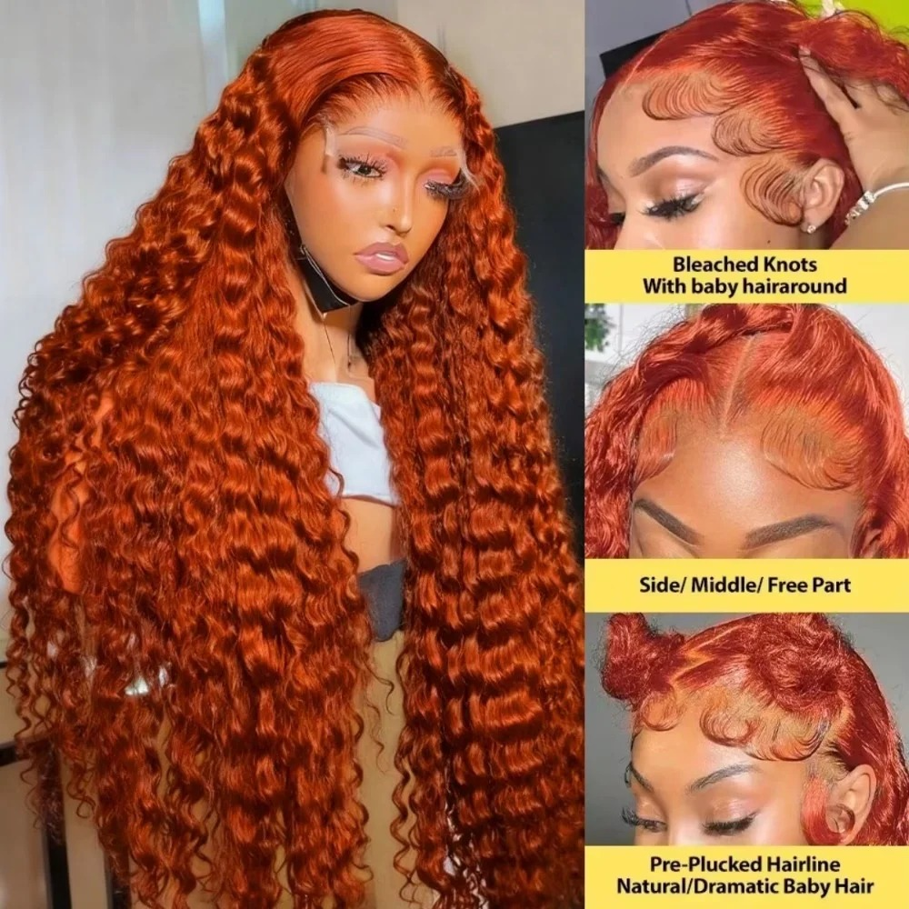 200% Density Ginger Orange Dee - Lace Front Wig ulasan dan harga