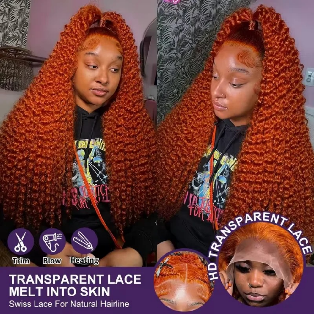200% Density Ginger Orange Dee - Lace Front Wig ulasan dan harga