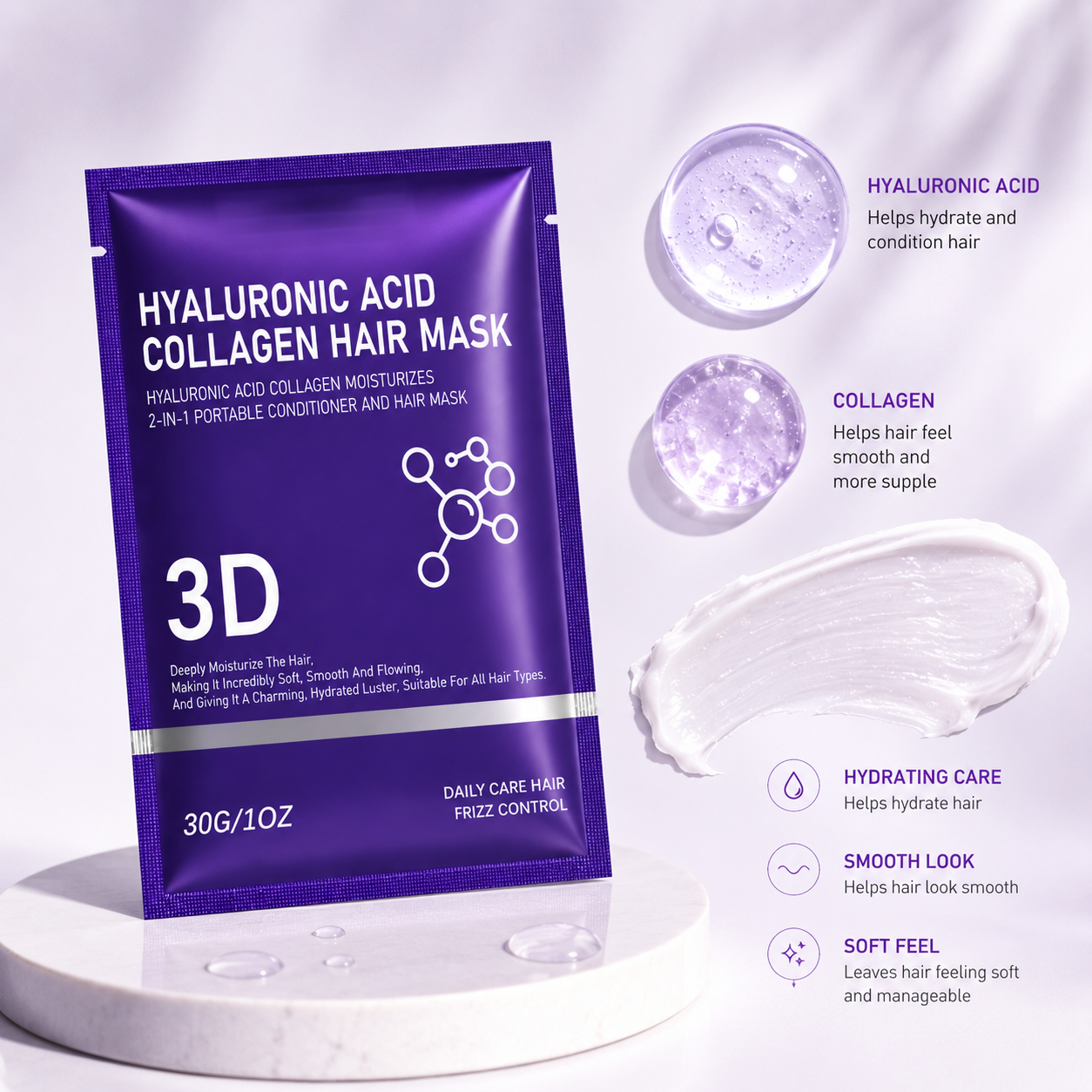 2/3/5 pack Hyaluronic Acid Hai - Hair Care Hair Mask ulasan dan harga