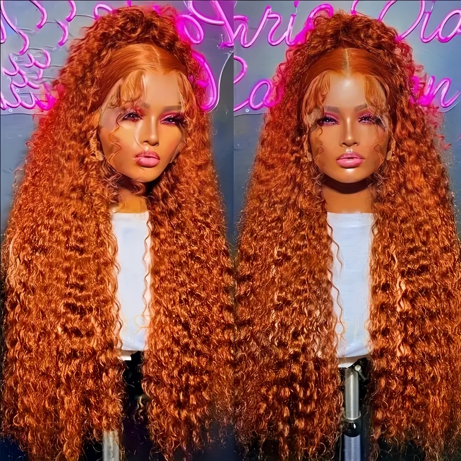30Inch Orange Ginger Water Wav - Lace Front Wig ulasan dan harga