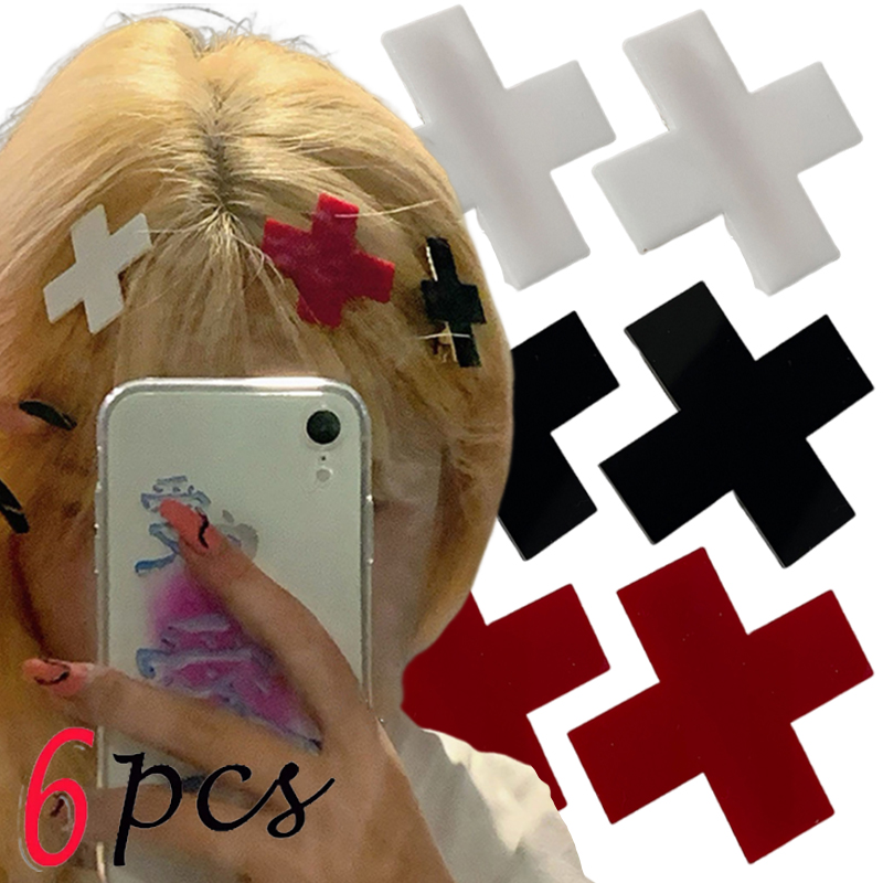 Y2K Red Cross Hair Clip Punk G - Bobby Pin Bulk ulasan dan harga