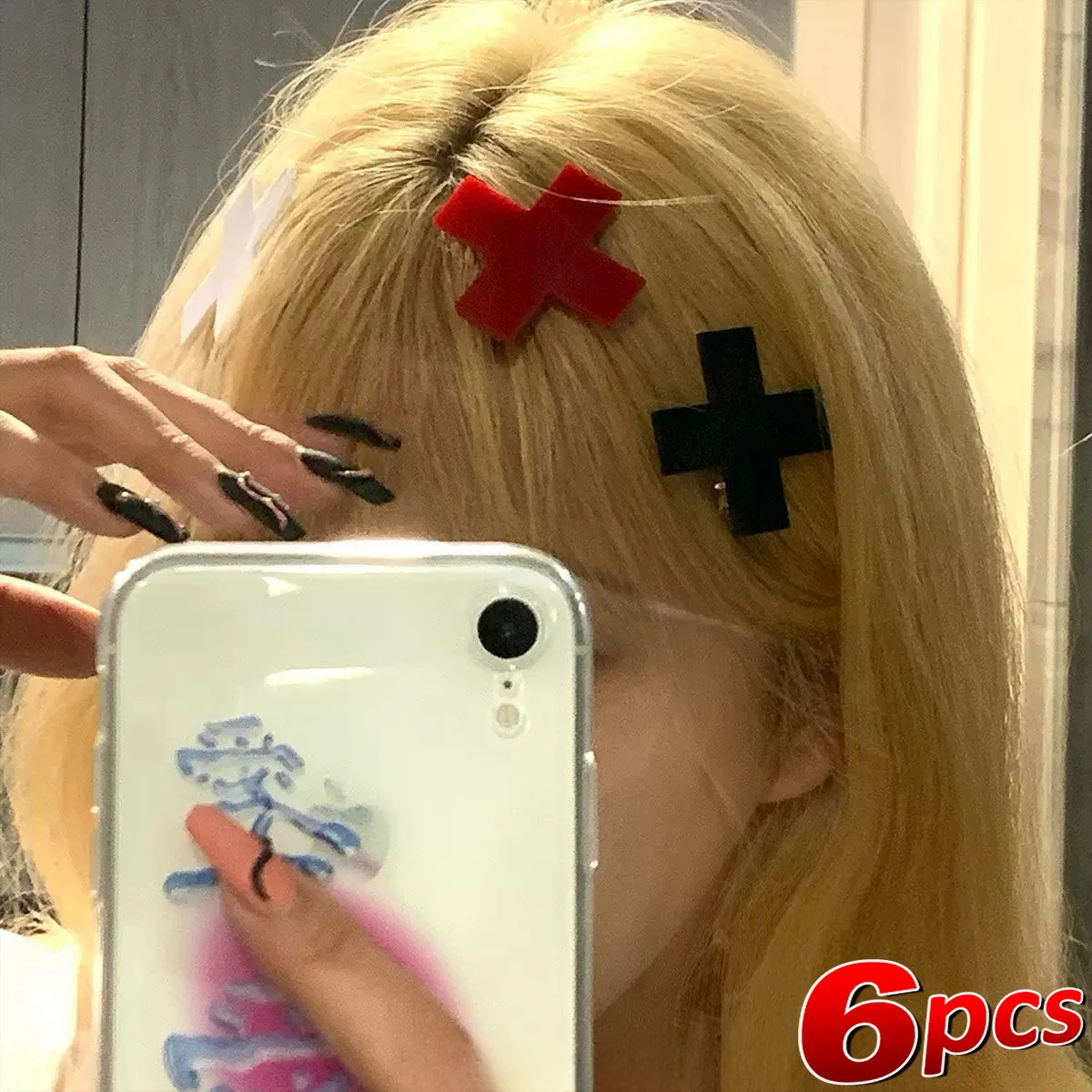 Y2K Red Cross Hair Clip Punk G - Bobby Pin Bulk ulasan dan harga