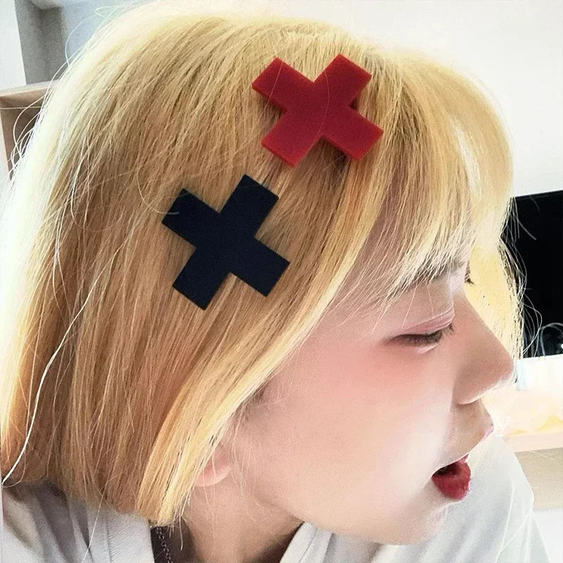 Y2K Red Cross Hair Clip Punk G - Bobby Pin Bulk ulasan dan harga